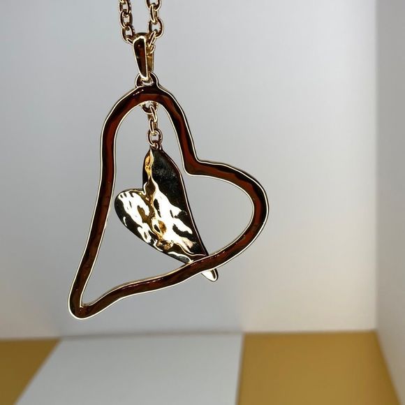 Robert Lee Morris Necklace Soho CollectionGold Long Chain Heart Pendant Necklace - Picture 9 of 14
